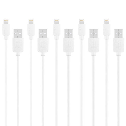Haweel (5-Pack) USB Lightning Charging Cable (1m) for Apple iPhone / iPad - White